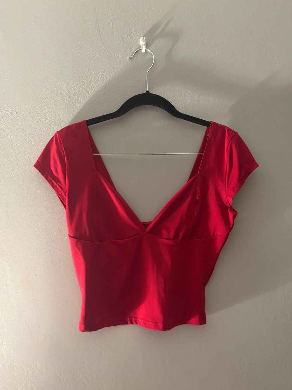 Red V-Neck Women’s Top